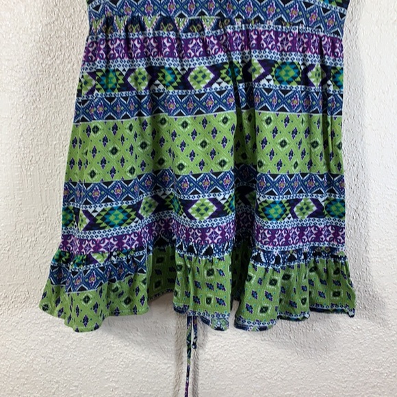 Love Rocks Knit Top Summer Blouse L Green Purple Tiered Removable Pads - Picture 2 of 13